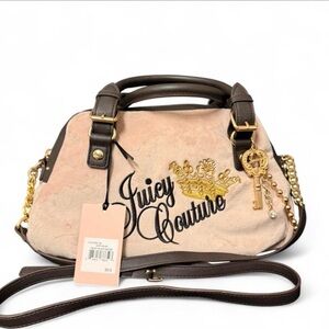 Juicy Couture Pink and Brown Satchel with Gold Accents